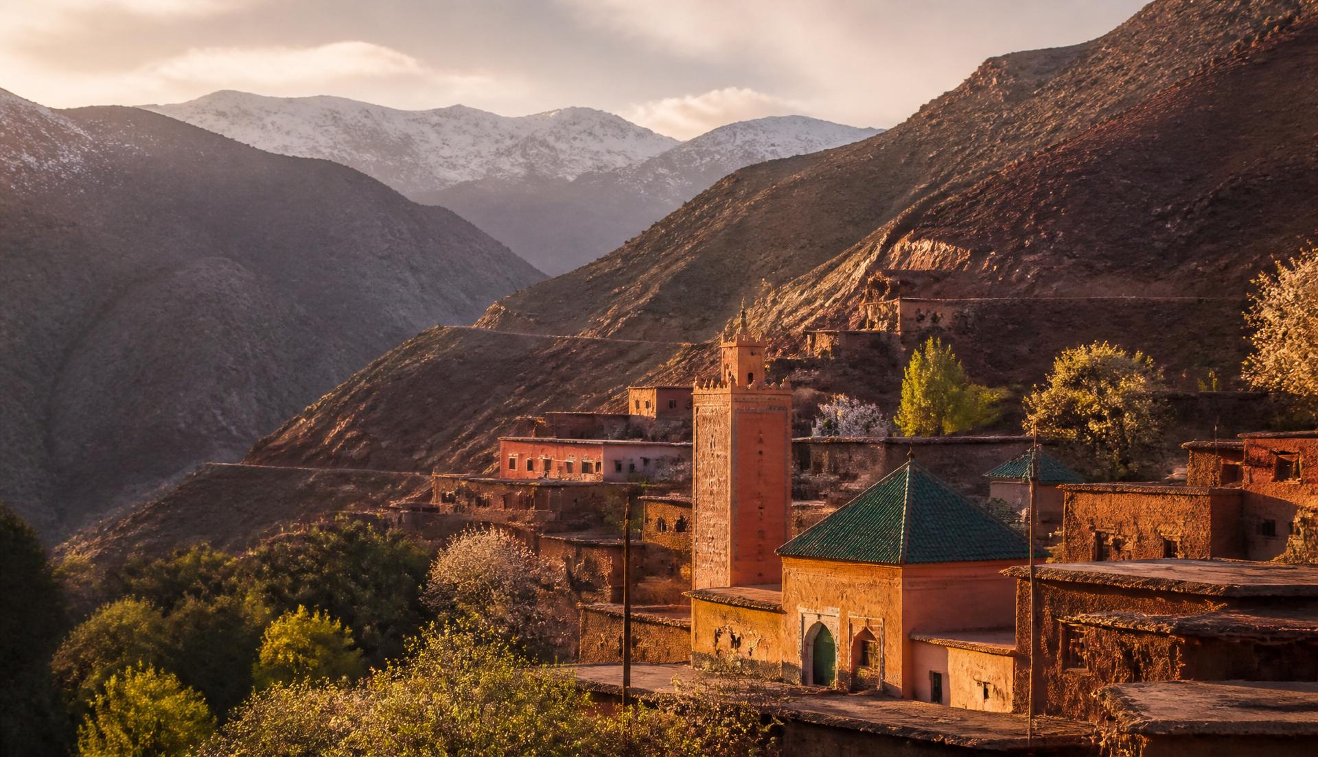 Golden hour over a Berber village in the High Atlas